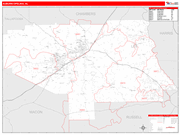 Auburn-Opelika Metro Area Wall Map Red Line Style